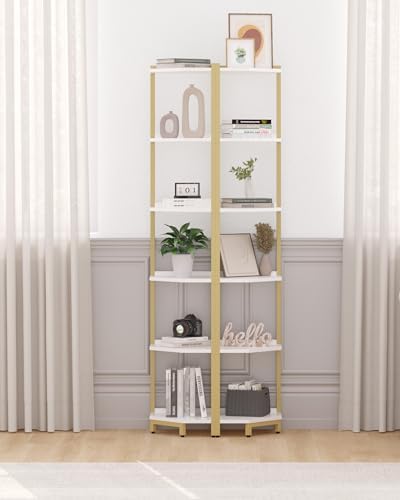 Hzuaneri Corner Shelf Stand 6-Tier Corner Bookshelf Storage Standing Shelf - Image 6