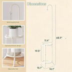 2-Tier Plant Stand With Hanging Hook, Metal Standing Plant Hanger, White - Image 3