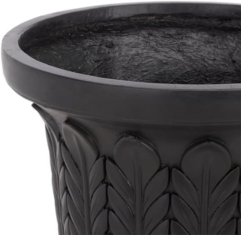 SAFAVIEH Outdoor - Apollo Planter Pot with Drainage - Black - Weather Resistant - Ideal for Patio, Garden, Backyard, 16.9" W x 16.9" D x 23.8" H (PAT5046E) - Image 2