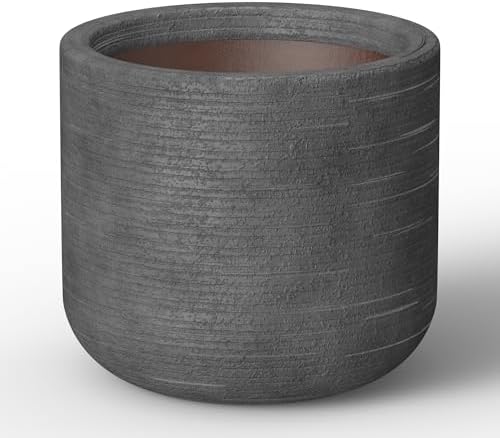 Kante Large Round Capsule Dark Gray Concrete Planter 13.8" Dia, Outdoor by Unknown