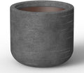 Kante Large Round Capsule Dark Gray Concrete Planter 13.8" Dia, Outdoor by Unknown