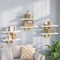HOOBRO Floating Shelves, 15 Inch Wall Shelf Set of 3, Wall Mounted Storage Shelves 2-Tier, Hanging Bathroom Shelves, for Living Room, Bedroom, Bathroom, Kitchen, White and Gold DW32BJP301 by HOOBRO