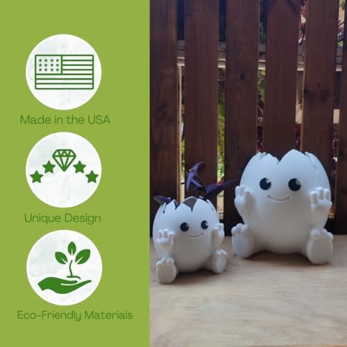 Chatelet Cute Egg Shell Planter | Unique Dinosaur Tabletop Indoor or Outdoor Planter Pot | Flowers, Succulents, or Vegetable Pot | Made in USA (Cute Egg, Large) - Image 3
