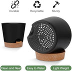 YNNICO Indoor Self Watering Planters with Drainage Holes and Saucers, 8, 7, 6.5, 6, 5.5, 5 Inches, Black, 6 Pots (Pack of 2) - Image 3
