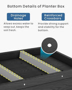 Weatherproof Raised Garden Bed, HDPE Outdoor Elevated Planter Box with Legs, Garden Box, Flower Beds for Patio, Deck, Balcony (Black) - Image 5