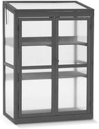 MCombo Cold Frame Greenhouse, Wooden Cabinet with Shelves, 0760 (Dark Grey) by MCombo