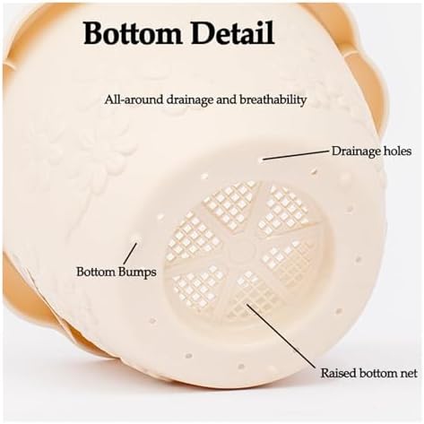 Flower pots Round Durable Resin Planter Large Planters for Outdoor Plants gardenix Decor Planters(White,21cm) - Image 4