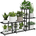 Corner Plant Stand Indoor Outdoor Plant Stands for Patio Black Metal Corner Plant Shelf 7 Tier Multiple Pots Planter Display Rack for Garden Office Living Room Decor,Heavy Duty & Thick (7-Tier) by HusDream