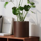 10 Inch Coffee Metal Plant Pot with Drainage Hole, Indoor Outdoor - Image 2