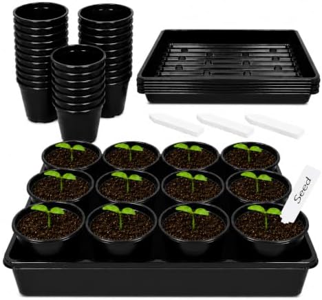 5 Pack Plastic Seed Starter Tray with 60pcs 3.5 inch Seedling Pots by Unknown