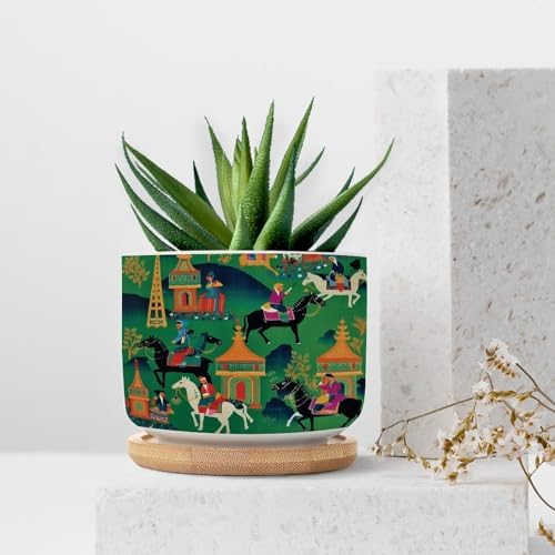 Bright Emerald Green Ceramic Planters Chinoiserie Decor Planters for Outdoor Plants with Drainage Holes and Saucers Pot for Indoor Outdoor Garden - Image 7