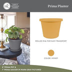 The HC Companies Prima Round Plastic Plant Pot w/Rolled Rim - Lightweight & UV Resistant Flower Pot for Herbs & More - Outdoor & Indoor Plant Pots w/Drainage (20 inch, Honey, Pack of 1) - Image 2