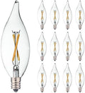 12 Pack E12 Candelabra LED Bulb 20 Watt Equivalent, 2W Clear 2700K Soft Warm White Light Bulbs, CA10 C32 Flame Tip LED Filament Candle Bulbs for Pendant Chandelier Ceiling Fan Wall Sconces by FANNIS-LETTHEREBELIGHT