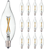 12 Pack E12 Candelabra LED Bulb 20 Watt Equivalent, 2W Clear 2700K Soft Warm White Light Bulbs, CA10 C32 Flame Tip LED Filament Candle Bulbs for Pendant Chandelier Ceiling Fan Wall Sconces by FANNIS-LETTHEREBELIGHT