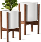 LE TAUCI Indoor Planter with Stand, 10 + 8 Inch, Set of 2, White by LETAUCI