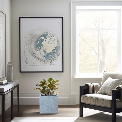 Kante 12" Square Concrete Planter, Blue Gray Modern Pot, Indoor Outdoor - Image 6