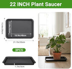 GREANER 22 Inch Plastic Plant Saucer, 3 Packs Black Plant Drainage Tray, Drip Trays for Potted Plants, Planter Saucers for Indoor Outdoor - Image 2
