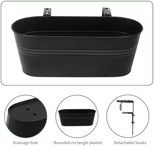 Railing Planter Box 16 Inch with Adjustable Brackets (4PCS) - Image 5