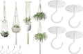Mkono Macrame Plant Hangers and Ceiling Hooks Set of 8 Indoor Hanging Planter Basket Wall Decorative Flower Pot Holder for Indoor Outdoor Home Decor Gift Box by Mkono