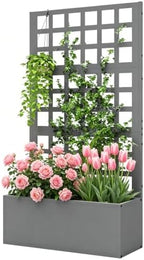 Outdoor Metal Raised Garden Bed - Climbing Plants Stand Raised Planters, Privacy Screen Garden Box Large Flower Bed Weather-Resistant Design 2 Drainage Holes for Planting Flowers Vegetables by NAICKUC
