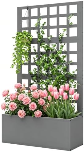 Outdoor Metal Raised Garden Bed - Climbing Plants Stand Raised Planters, Privacy Screen Garden Box Large Flower Bed Weather-Resistant Design 2 Drainage Holes for Planting Flowers Vegetables by NAICKUC