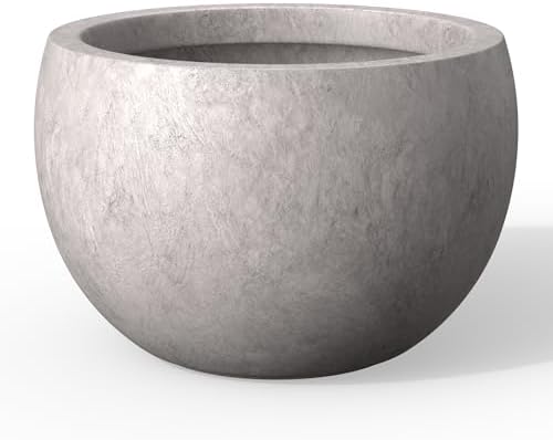 Kante Modern Home Minimalist 19.9" Dia CON Gray Concrete Bowl Planter by Unknown
