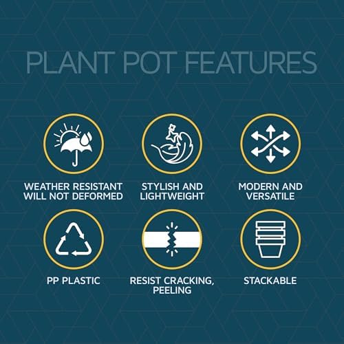 Gray 6-Inch Plant Pots with Drainage & Saucers 18 Pack, Indoor & Outdoor Planters for Houseplants, Herbs, and Flowers, Durable & Weatherproof Material, Stackable, Lightweight, Minimalist Design - Image 5