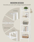 Hzuaneri Ladder Shelf, Bookshelf, Freestanding Corner Storage Shelf - Image 5