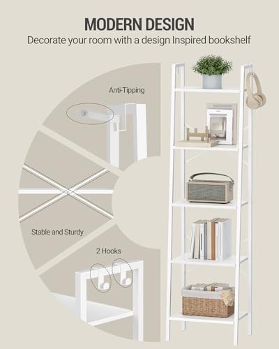 Hzuaneri Ladder Shelf, Bookshelf, Freestanding Corner Storage Shelf - Image 5