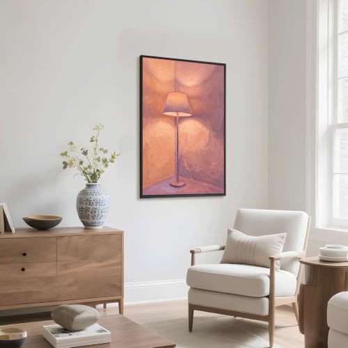 Cozy Lamp Oil Painting Style Wall Art, Black Framed Abstract Print - Image 6