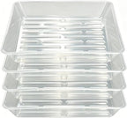 4 Pack 16 Inch Square Plant Saucer Heavy Duty, Plastic Drip Tray for Large Potted Plants & Planters, Clear by Unknown