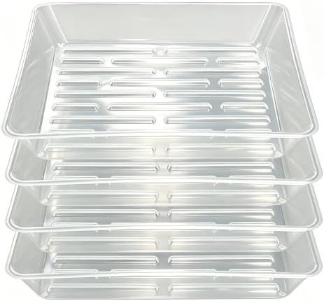 4 Pack 16 Inch Square Plant Saucer Heavy Duty, Plastic Drip Tray for Large Potted Plants & Planters, Clear by Unknown