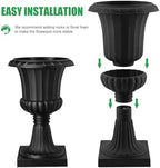 20″ Tall Outdoor Urn Planters, 4 Pack Plastic Pedestal Flower Pots for Outdoor Plants, Classic Round Planters, Large Front Porch Planter for Entryway, Garden, Deck, Indoor Outdoor Decor (Black) - Image 4