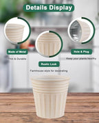 vensovo 6 Inch Beige Metal Rustic Flower Pots - 6Pcs Galvanized Planters with Drainage Hole and Rubber Plug, Rustproof Metal Bucket Plant Pots Farmhouse Vintage Style for Decor - Image 3