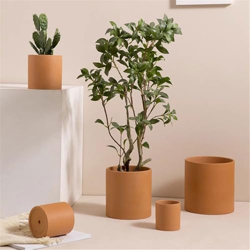 Planter Cylindrical Flower Pot Terra Cotta, with Drainage Holes Tabletop Planter Container, for Indoor Outdoor Bedroom Study Room Garden Balcony (3 Sizes) Garden(Medium) - Image 5