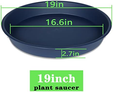 2 Pack of 18 19 inch Plant Saucer Drip Tray (16.6 inch Base), Heavy Duty Deep Plant Saucers for Pots, Plastic Flower Planter Water Trays for Indoors Outdoor (19", Blue) - Image 2