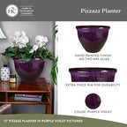 The HC Companies Pizzazz Round Planter Pot, 12 Inch, Purple Violet, 2-Pack - Image 2