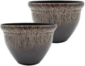 The HC Companies Pizzazz Round Planter Pot, 12 Inch, Foggy Gray, 2-Pack by TheHCCompanies