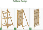 Folding Bamboo Plant Stand, Flower Pot Display Shelf Rack Tiered Plant Stand, Flower Display & Storage Rack, Planter Ladder Shelf for Indoors Outdoors Patio Balcony Garden,B-70*40*96cm - Image 3