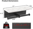 Gypie Toilet Paper Holder with Marble Shelf, Wall Mount, Double Black - Image 6
