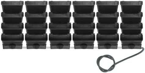 Vertical Wall Planter for Indoor Plant-Walls Mounted Pot with 6 Drainage Tray 24 Pack, with 6.56ft Drainage Pipe, for Decor, Plastic Pots Balcony Planters, Plants Hanging (24, Black) - Image 6