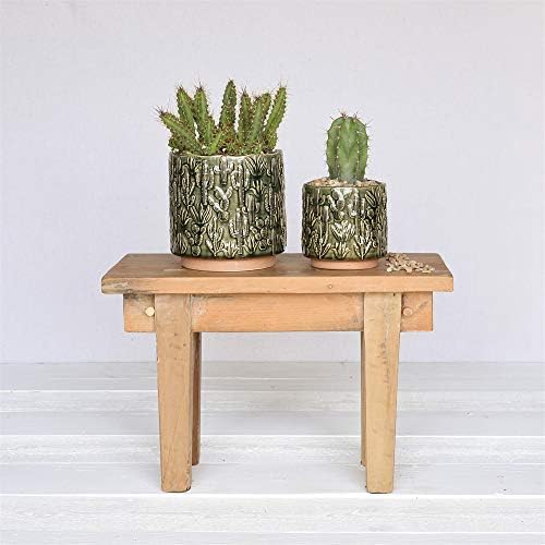 HomArt 3744-3 Cactus Motif Cachepot Ceramic Planter,5-inch Height,Small,Green,5x5x5x - Image 3