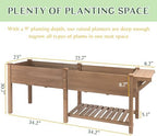 Raised Garden Bed Outdoor with Legs, 81"x 23" x 31" Elevated Wood Planter Box Stand for Backyard Patio, Garden Flower Beds with Liner Hooks Divider Panel Drainage Holes, Gift for Gardening, Brown - Image 2