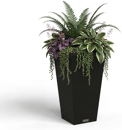 Mayne Renew 24in Modern Tall Square Planter, Black by Mayne