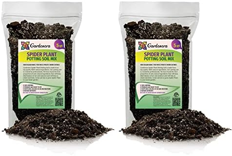 Premium Spider Plant Potting Mix by GARDENERA - 10 Quart - Ideal Soil Blend for Repotting and Growing Spider Plants (2 Bags of 5 Quart) by Gardenera