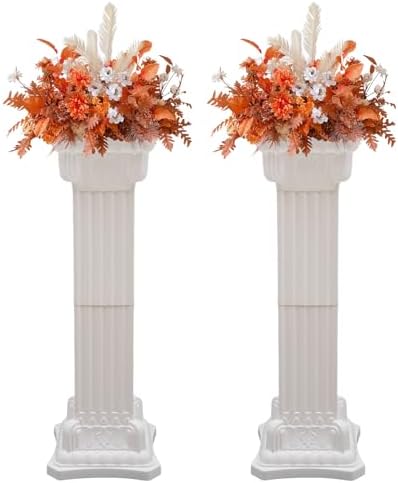Roman Columns Plastic Wedding Column Stand Roman Pillar Greek Column Statue Plant Stand Elegant Wedding Event Party Decorative Column Pedestal Flower Holder (Type C, 2Pcs, 11.81x35.43 Inch) by Unknown