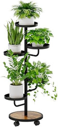 Bamworld Metal Plant Stands with Wheels Tall Plant Stand Indoor Black by Bamworld