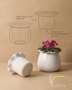 Fayoula Self Watering Plant Pot, 6 Inch African Violet Pots Maintenance, Ceramic Self-Watering Planter for Indoor Plants - Ideal Flower Pot for Thriving Indoor Gardens, White - Image 2
