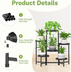 iDavosic.ly 6 Tier Folding Plant Stand Indoor Outdoor, Plastic Tray, Black - Image 4
