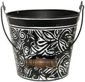 Headwind Vintage Floral Metal Planter with Handle, 12-Inch, Charcoal – Metal Flower Pot & Decorative Bucket Planter, Rustic Metal Outdoor Planter with Drainage Hole for Indoor Plants & Outdoor Garden by Headwind